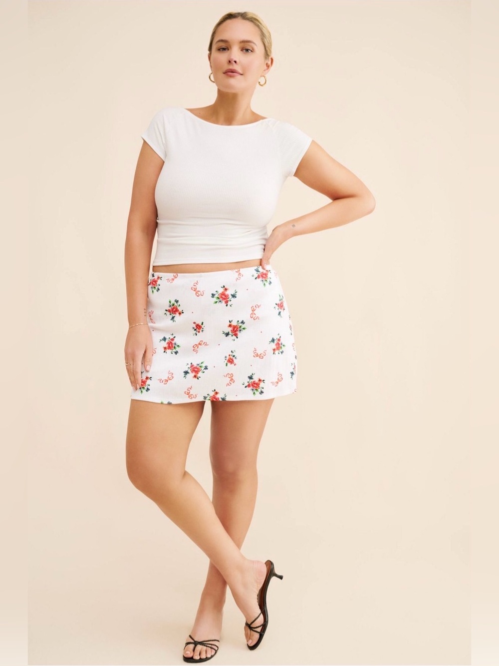 Lisa Says Gah Darcy Printed Mini Knit Skort Pink White Size 3X